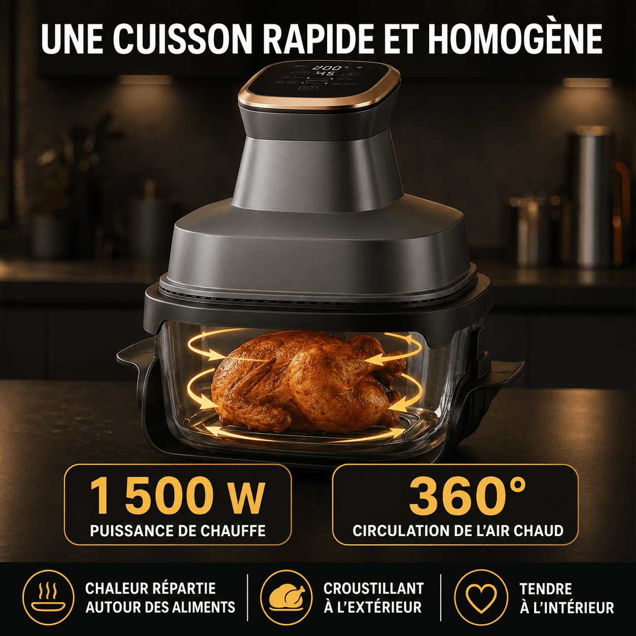 Air Fryer AeroCooking 1 500 W – Cuisson homogène à 360°