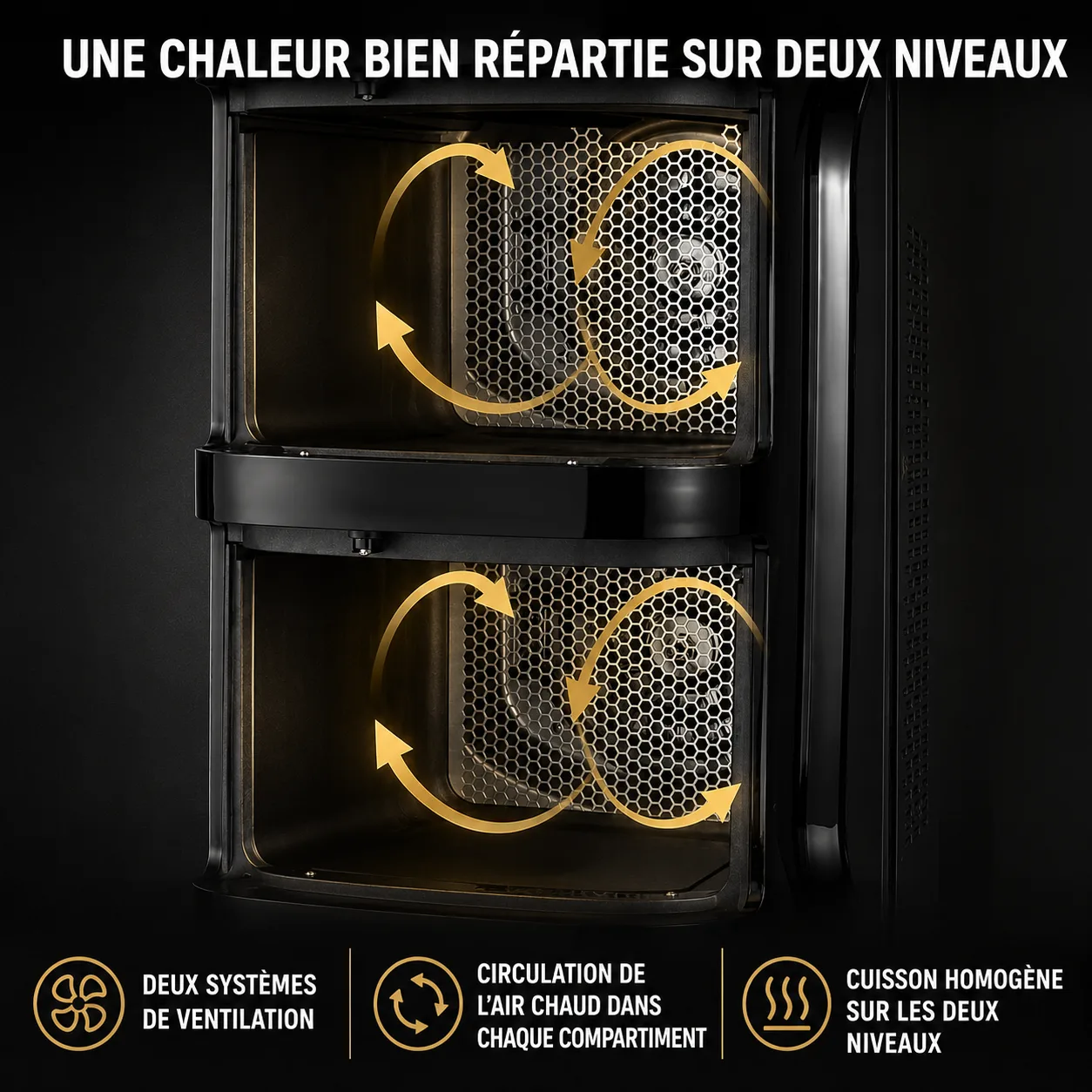 Air Fryer AeroCooking 12 L – Circulation de l’air chaud sur deux niveaux