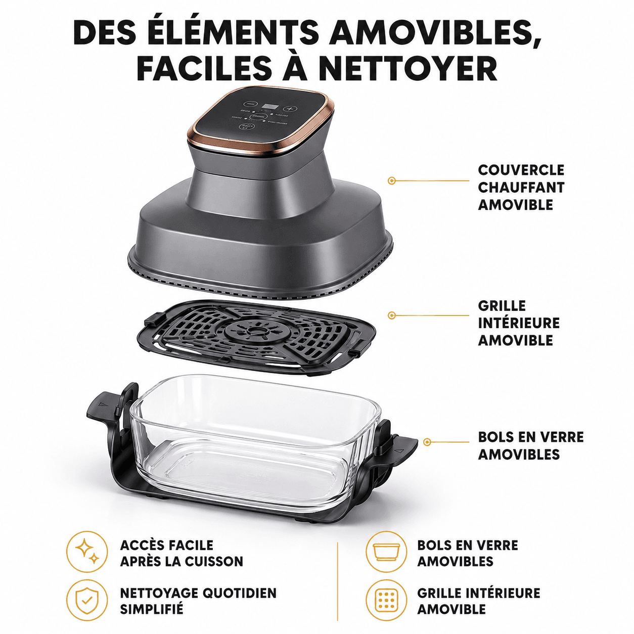 Air Fryer AeroCooking – Éléments amovibles faciles à nettoyer