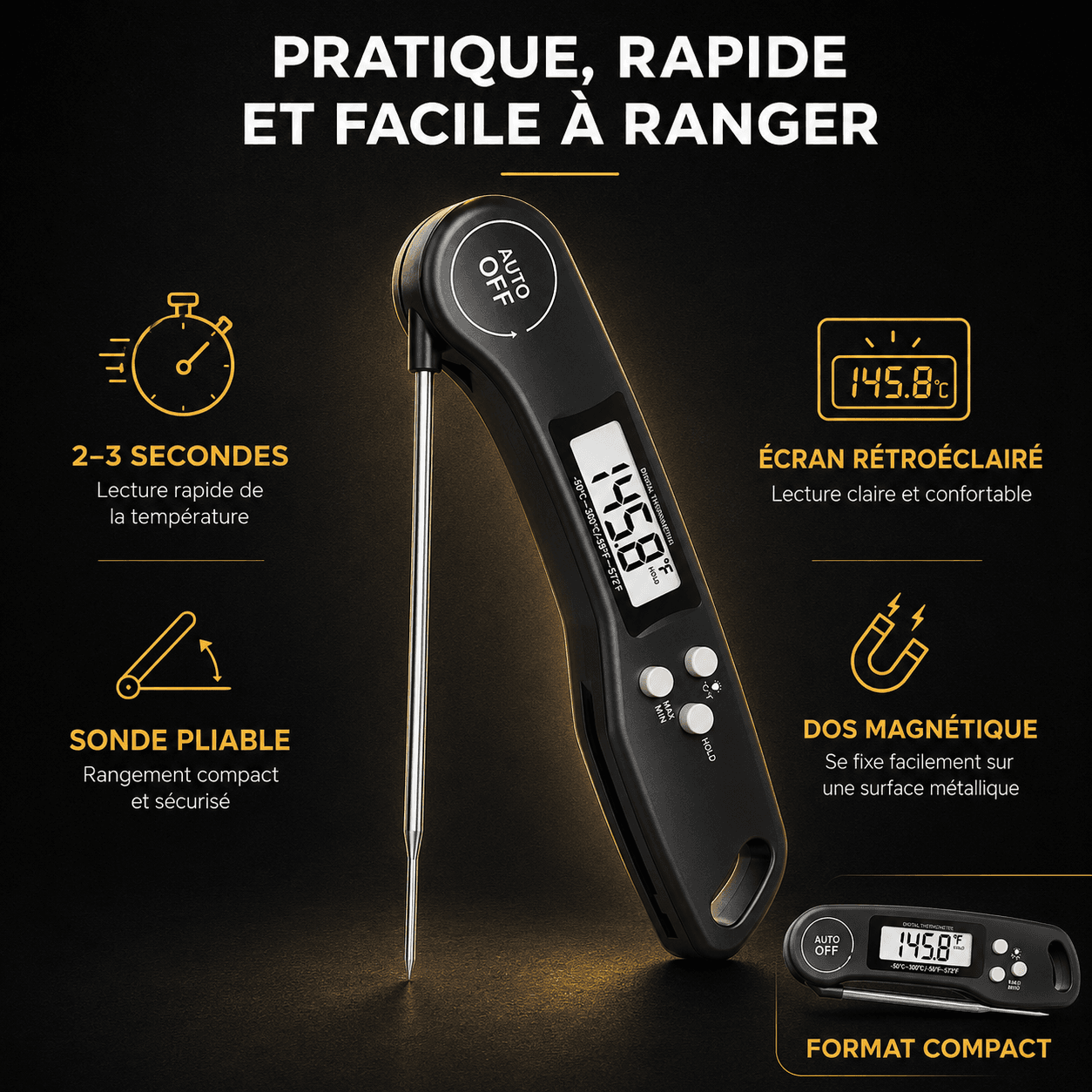 THERMOMETRE FONCTIONS PRATIQUES