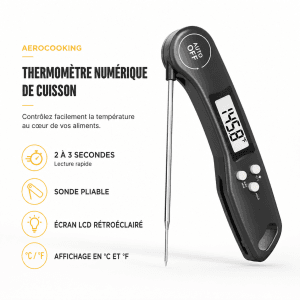 Thermomètre Cuisine AeroCooking | Digital avec Sonde Inox