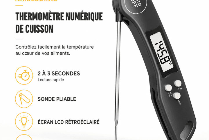 Thermomètre Cuisine AeroCooking | Digital avec Sonde Inox