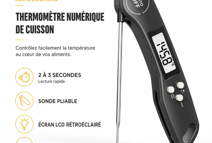 Thermomètre Cuisine AeroCooking | Digital avec Sonde Inox