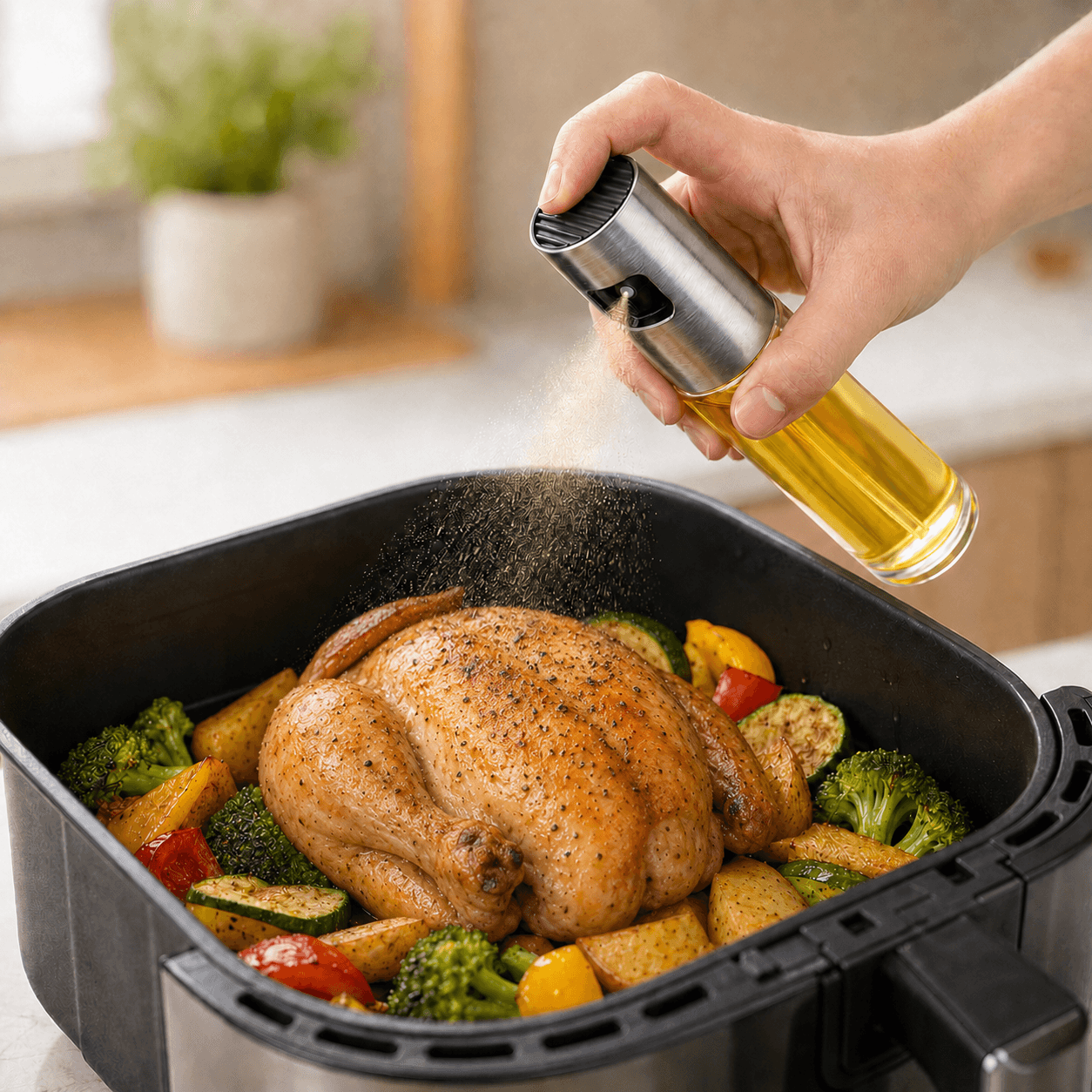 pulverisateur d’huile sur poulet